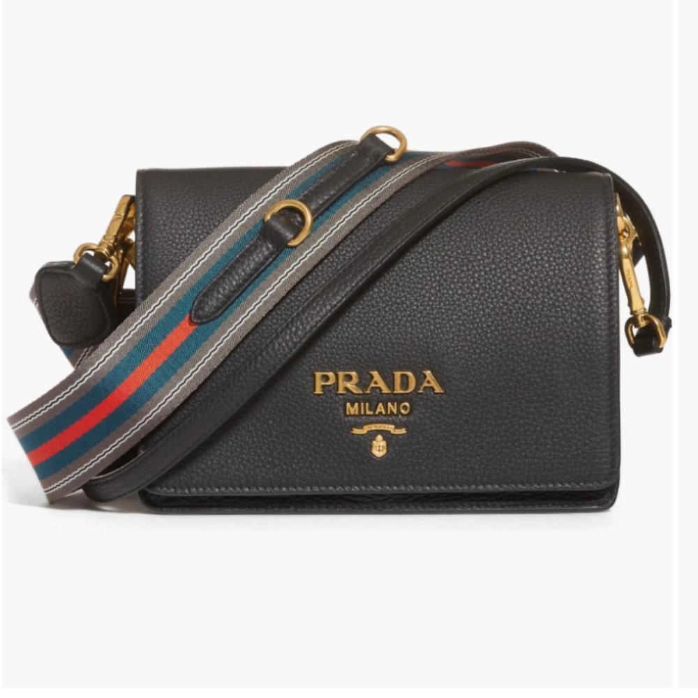 Prada Dual Strap Flap Crossbody Bag Vitello Daino Small